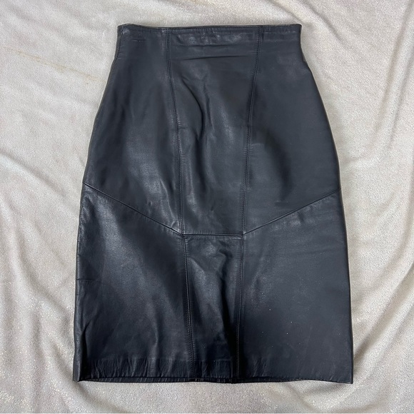 RETRO vintage Wilson’s black leather pencil skirt 80’s size XS - Picture 2 of 10